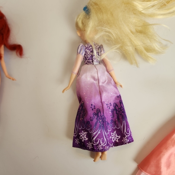 Lot of Dolls The Little Mermaid Ariel Doll Pink Dress Disney Rapunzel - Picture 7 of 11
